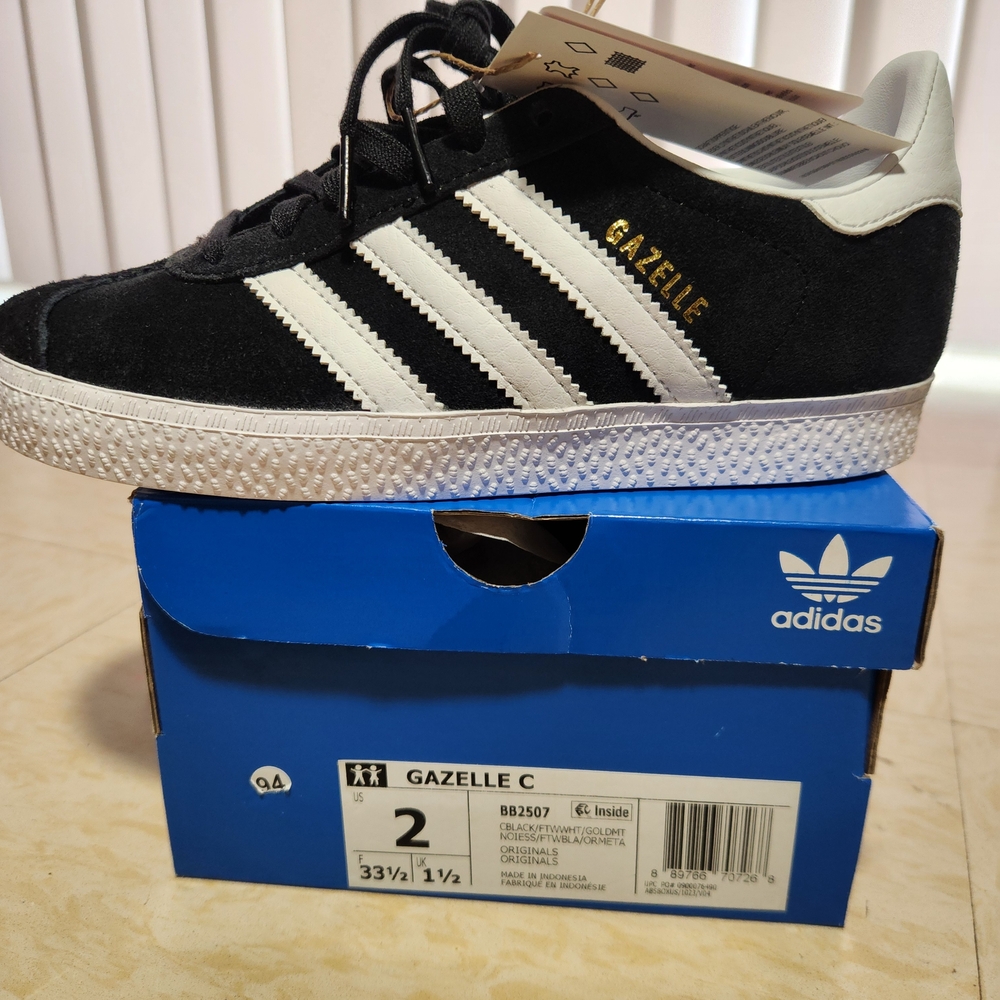 adidas Kids Gazelle Sneakers Black and White